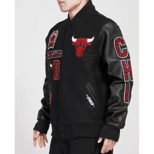 Chicago Bulls Animal Patches Varsity Jacket - Image 4