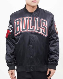 Chicago Bulls Red Big Logo Satin Jacket