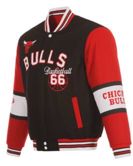 Chicago Bulls Black and Red Varsity Wool Jacket