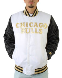 Chicago Bulls Black and White Satin Jacket