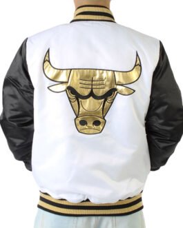 Chicago Bulls Black and White Satin Jacket
