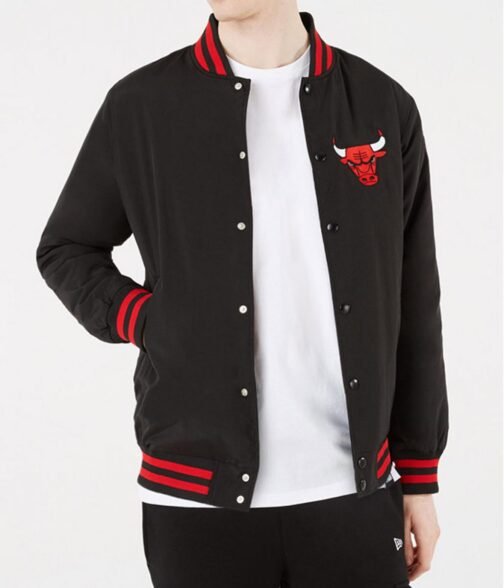 Chicago Bulls Bomber Black Cotton Jacket
