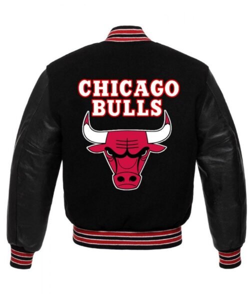Chicago Bulls Letterman Baseball Black and Red Jacket - Image 4