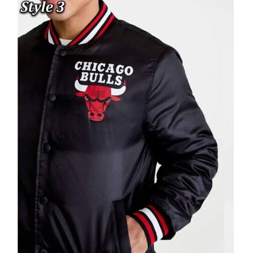 Starter Chicago Bulls Black Satin Bomber Jacket - Image 9