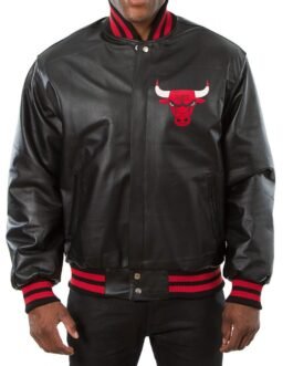 Varsity Chicago Bulls Black Leather Jacket