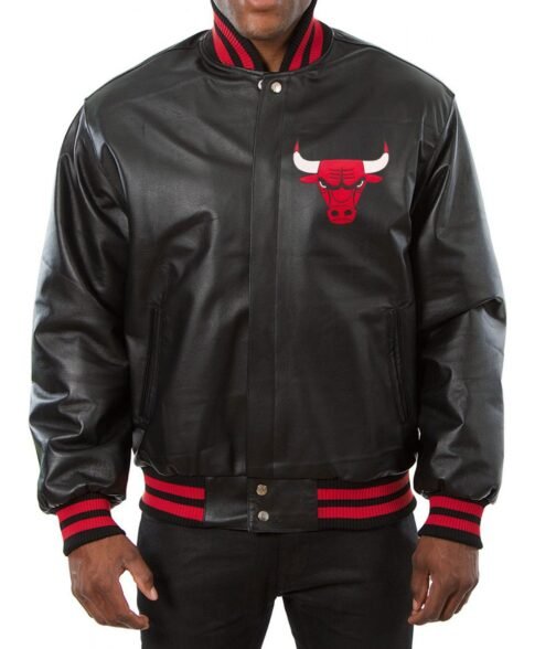 Varsity Chicago Bulls Black Leather Jacket