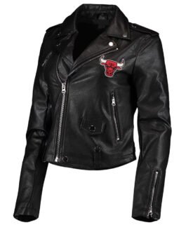 Chicago Bulls Black Moto Leather Jacket