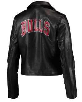 Chicago Bulls Black Moto Leather Jacket
