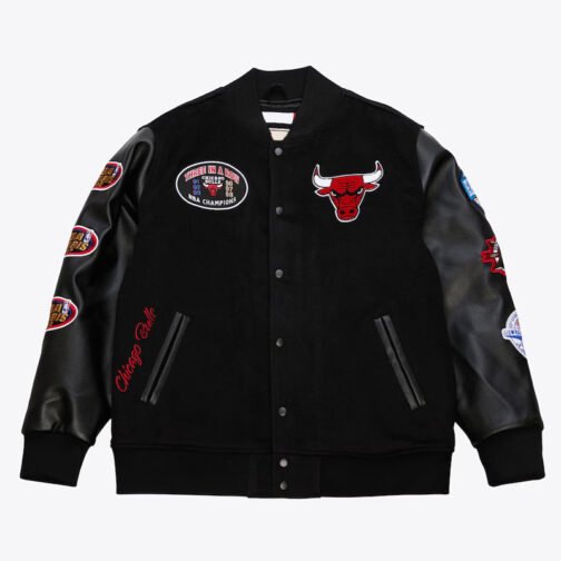 Chicago Bulls Black Out Vintage Logo Varsity Jacket