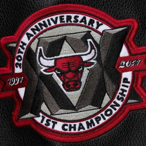 Chicago Bulls Black Out Vintage Logo Varsity Jacket - Image 4