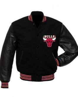 Chicago Bulls Letterman Baseball Black and Red Jacket