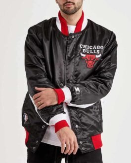 Chicago Bulls Varsity Black Satin Jacket