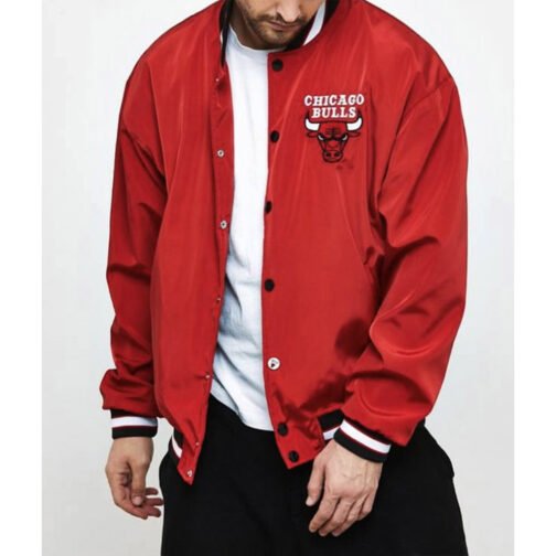 Chicago Bulls Bomber Red Jacket - Image 3