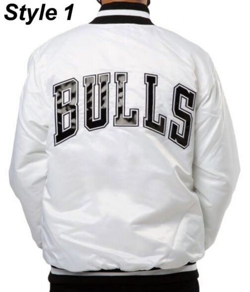 Chicago Bulls White Satin Jacket - Image 4