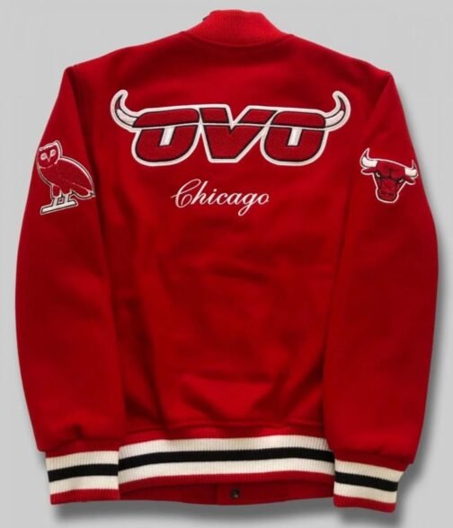 OVO Chicago Bulls Varsity Red Wool Jacket - Image 8