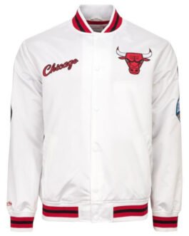 Chicago Bulls City Collection White Varsity Satin Jacket