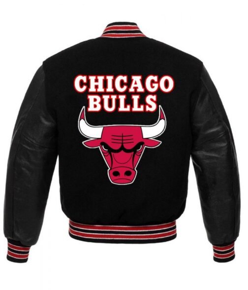 Basketball Chicago Bulls College Black Jacket - Image 2