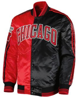 Fast Break Chicago Bulls Red/Black Satin Jacket