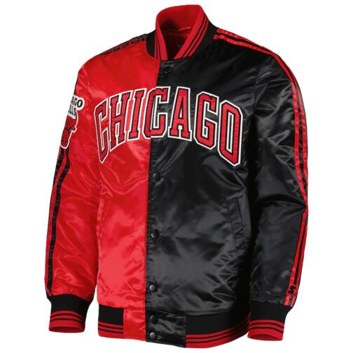 Fast Break Chicago Bulls Red/Black Satin Jacket