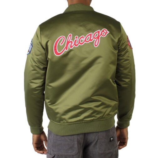 Chicago Bulls Flight Green Satin Jacket - Image 2