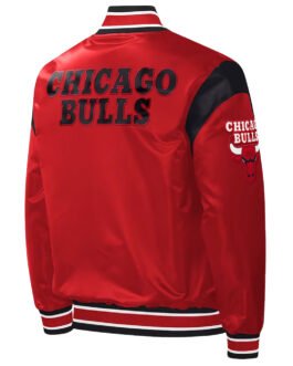 Chicago Bulls Force Play Red Varsity Satin Jacket
