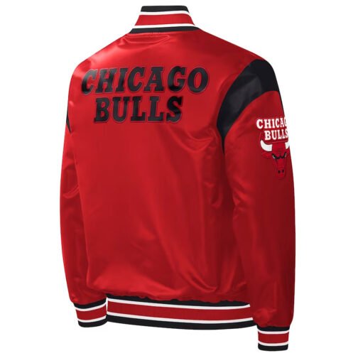 Chicago Bulls Force Play Red Varsity Satin Jacket - Image 2