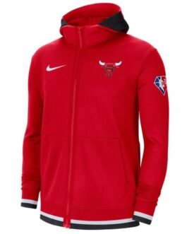Red Chicago Bulls Full Zip Fleece Hoodie