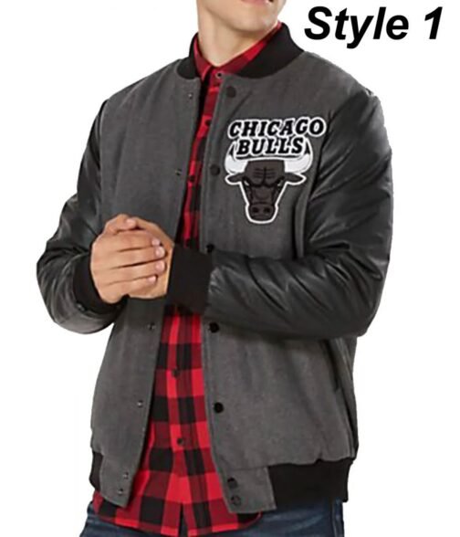Varsity Bulls Black and Grey Jacket - Image 5