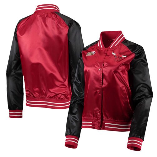 Chicago Bulls Hardwood Classics Red and Black Satin Jacket - Image 3