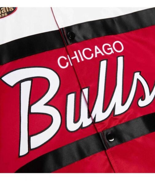 Chicago Bulls Special Script Red and White Satin Jacket - Image 3
