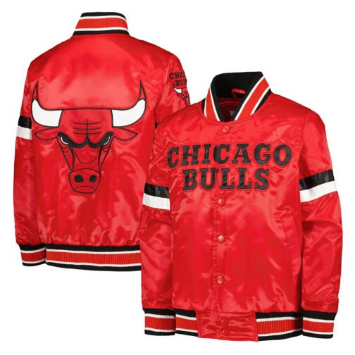Chicago Bulls Home Game Red Satin Jacket - Image 5