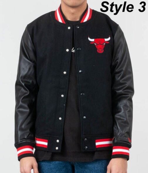 Varsity Bulls Black and Grey Jacket - Image 3
