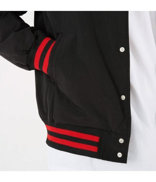 Chicago Bulls Bomber Black Cotton Jacket - Image 3