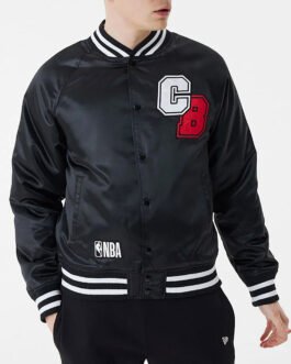 Chicago Bulls NBA Bomber Black Satin Jacket