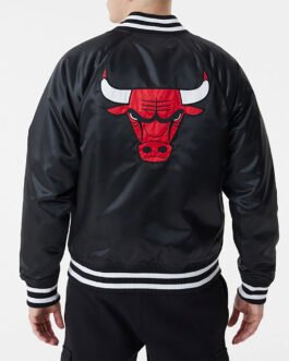 Chicago Bulls NBA Bomber Black Satin Jacket