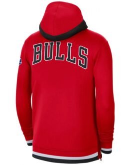Red Chicago Bulls Full Zip Fleece Hoodie