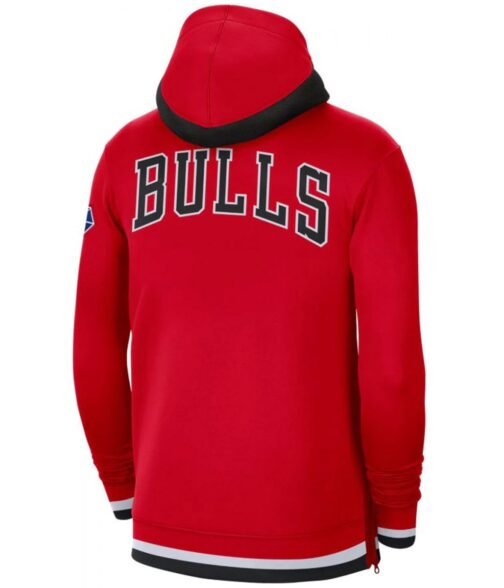 Red Chicago Bulls Full Zip Fleece Hoodie - Image 2