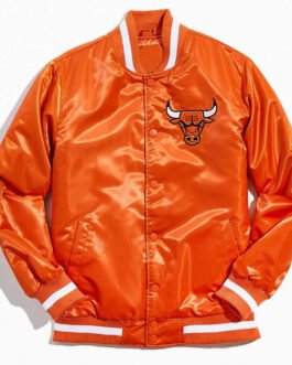 Chicago Bulls Bomber Orange Satin Jacket
