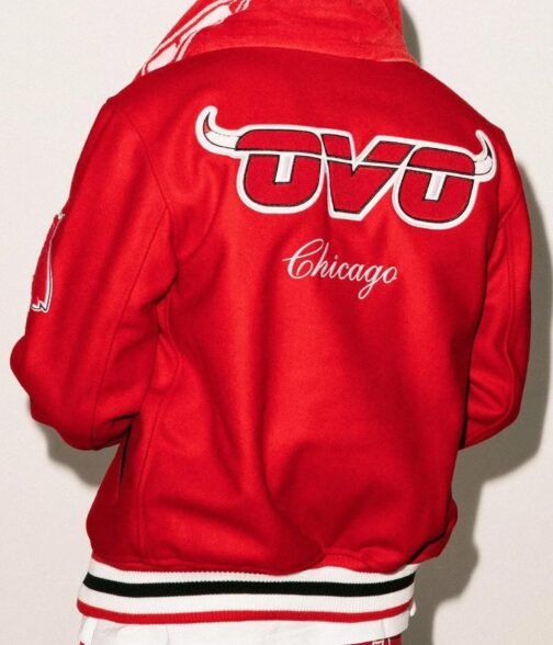 OVO Chicago Bulls Varsity Red Wool Jacket - Image 5