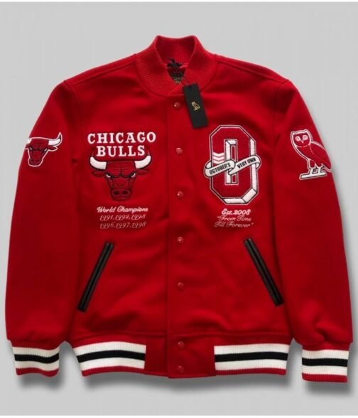 OVO Chicago Bulls Varsity Red Wool Jacket - Image 7