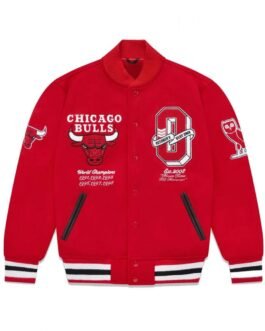 OVO Chicago Bulls Varsity Red Wool Jacket