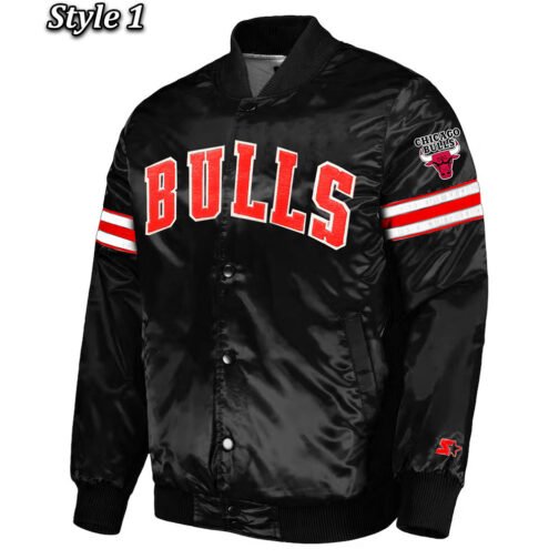 Chicago Bulls Pick & Roll Varsity Satin Jacket - Image 2