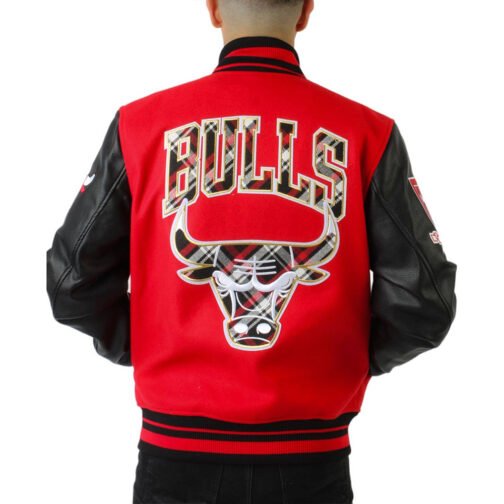 Chicago Bulls Plaid Patches Varsity Jacket - Image 2