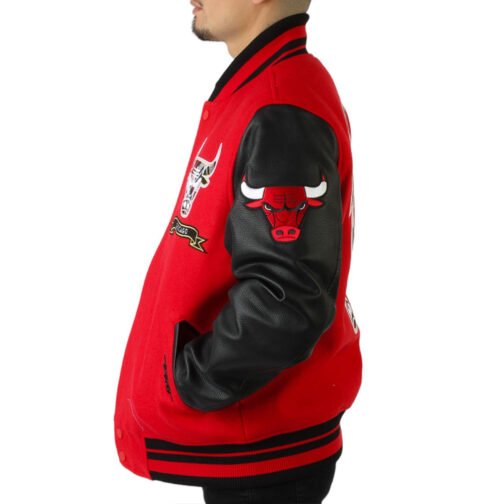 Chicago Bulls Plaid Patches Varsity Jacket - Image 4