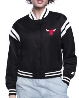 Chicago Bulls Printed Logo Varsity Satin Jacket