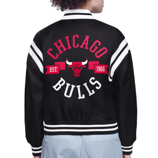 Chicago Bulls Printed Logo Varsity Satin Jacket - Image 3