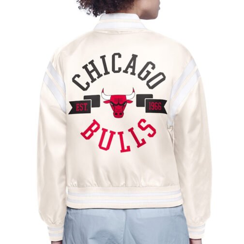 Chicago Bulls Printed Logo Varsity Satin Jacket - Image 4