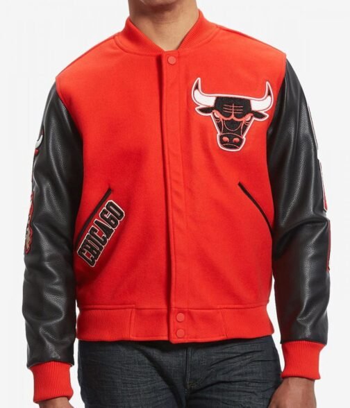 Varsity Chicago Bulls Black and Red Jacket - Image 5