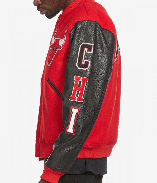 Varsity Chicago Bulls Black and Red Jacket - Image 3