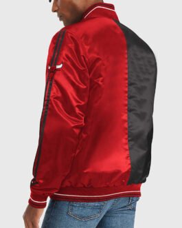 Chicago Bulls Varsity Black and Red Satin Jacket